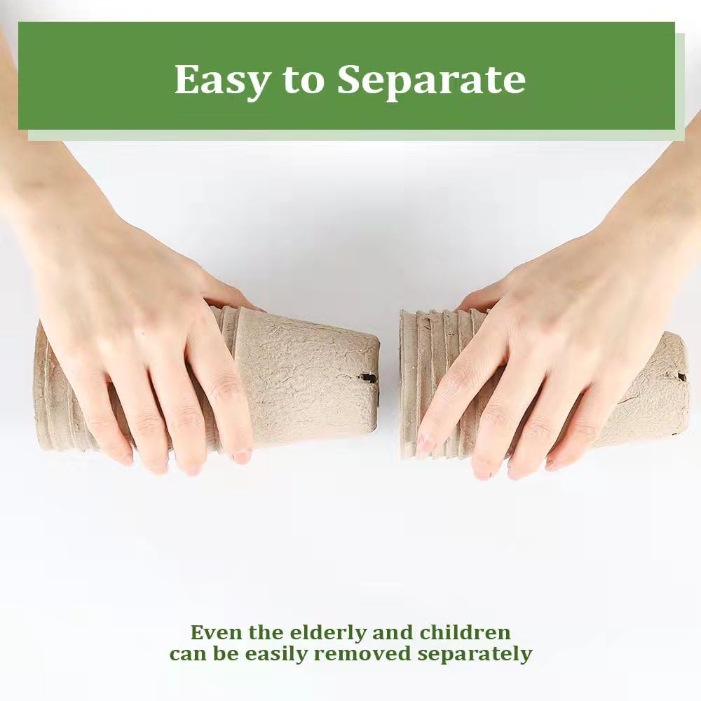 Seed Starter Trays, 174 Pcs 3.15 Inch Round Biodegradable Peat Pots, Drainage Holes Nursery Pot, (Light Brown Round)