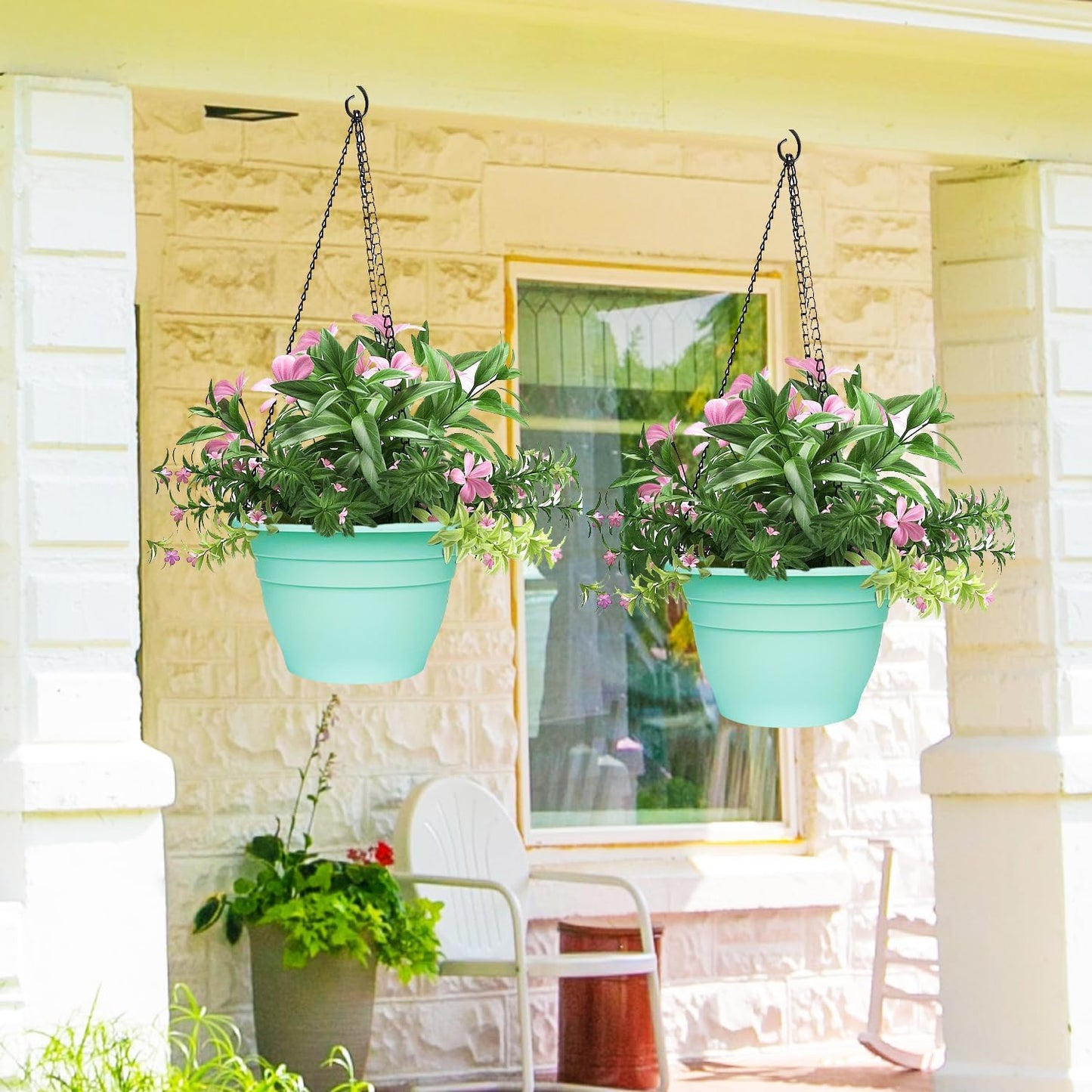 Plant Pots Set of 5, 10" Outside Diameter Flower Planter, 8.5" Inner Diameter Plant Planters with Drainage Hole, Durable Garden Pots Perfect for Indoor & Outdoor Plant Planting, Decor, Blue