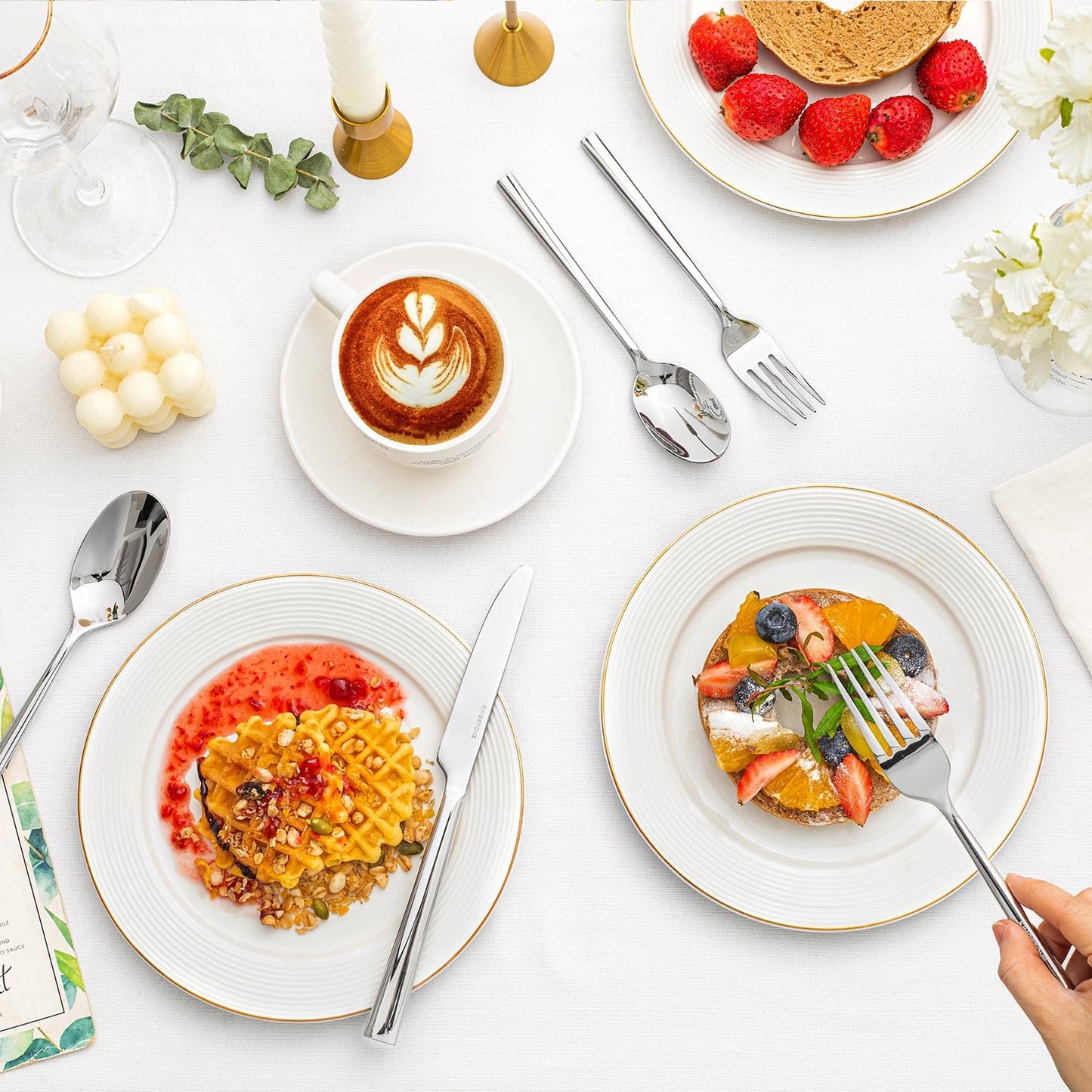 KINGSTONE Silverware Set, 20-Piece Forged Flatware Set Cutlery Set Premium Stainless Steel, Service for 4, for Kitchen, Home, Wedding, Party, Mirror Polished and Dishwasher Safe