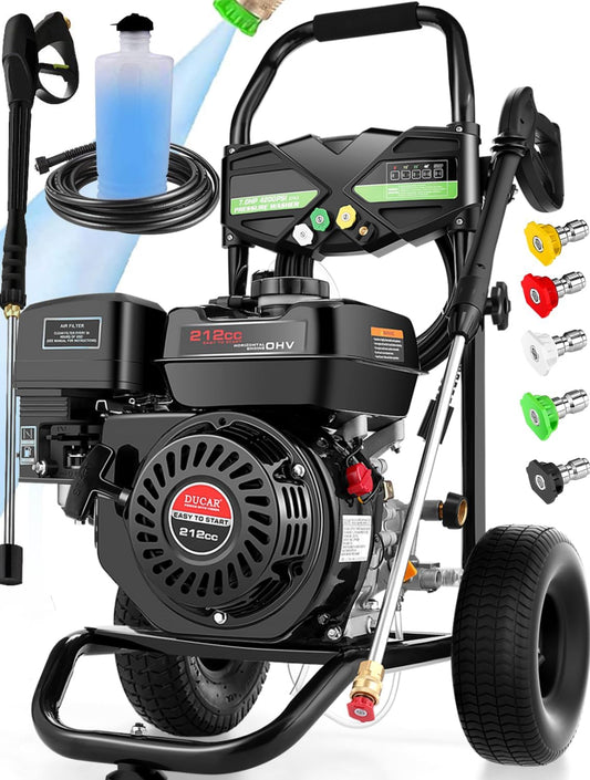 4200PSI Pressure Washer 4.0GPM Gas Power Washer 212CC Gas Powered Washing Machine Commercial High Pressure Washer with 25ft Hose&5 Nozzles for Patio Garden Yard Vehicle,EPA/CARB/ETL (SN98-4200PSI)