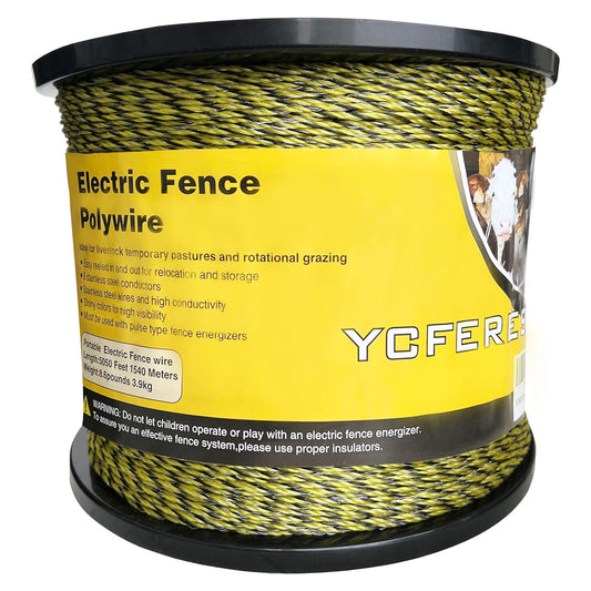 Upgraded Electric Fence Polywire 5050 Feet 1540 Meters, 6 Stainless Steel Strands for Reliable Conductivity and Rust Resistance, Portable Electric Fencing,UV, Rust Resistant