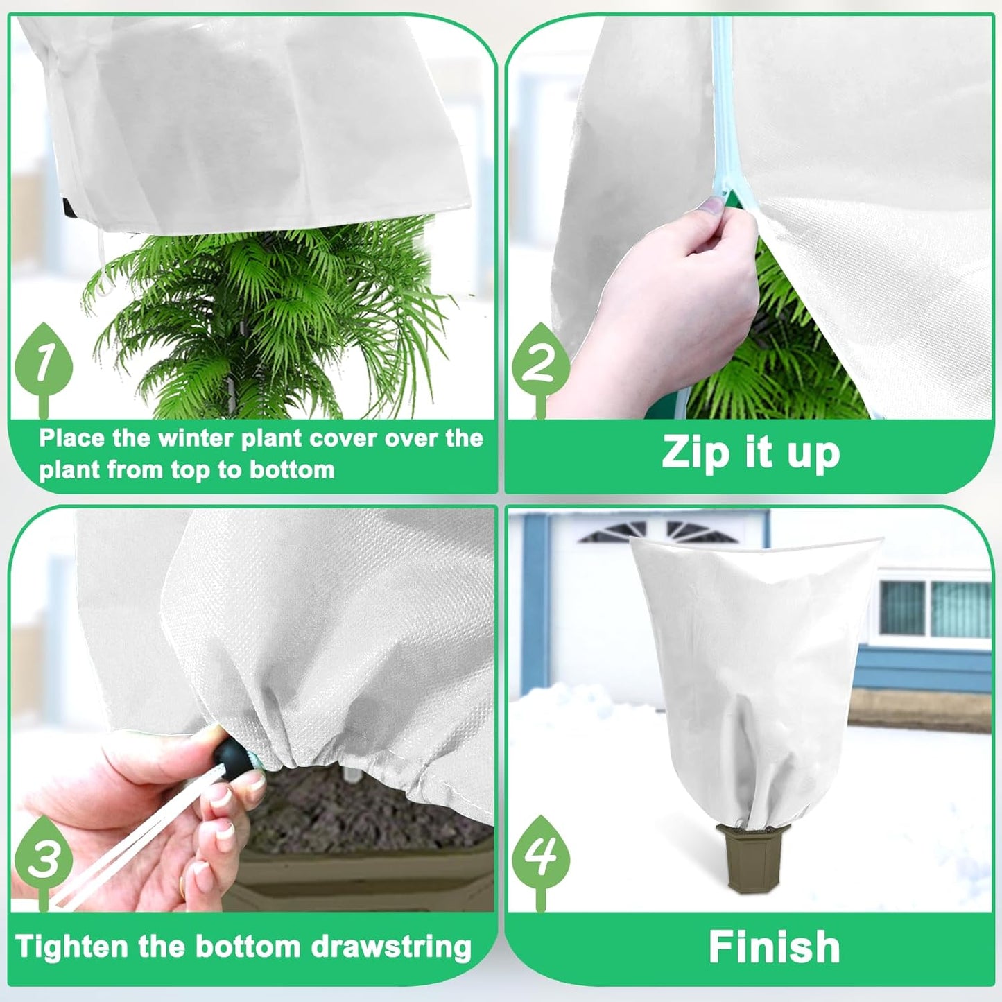 DQS 4 Pack Plant Covers Freeze Protection, 31.4" x47.2" Winter Frost Protection Blankets Frost Cloth,Suitable for Outdoor Winter Frost, Cold Weather, shrubs, Trees, Jackets, and coverings