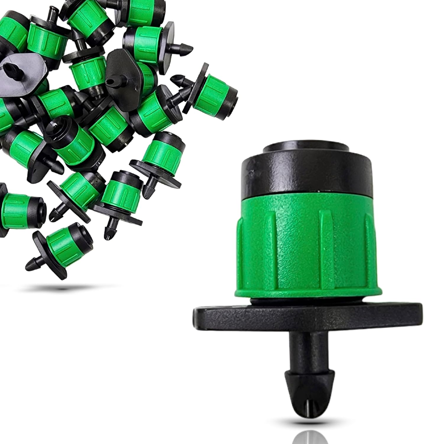 (25-Pack) - 1/4" Inch 360 Degree Drip Emitter On 6" Stake Sprayer Adjustable Flow 0-20 GPH, Fits 1/4 (4-6mm) Irrigation Tubing - Micro Bubbler Drippers for Drip Irrigation (25 Pack Dripper on Barb)