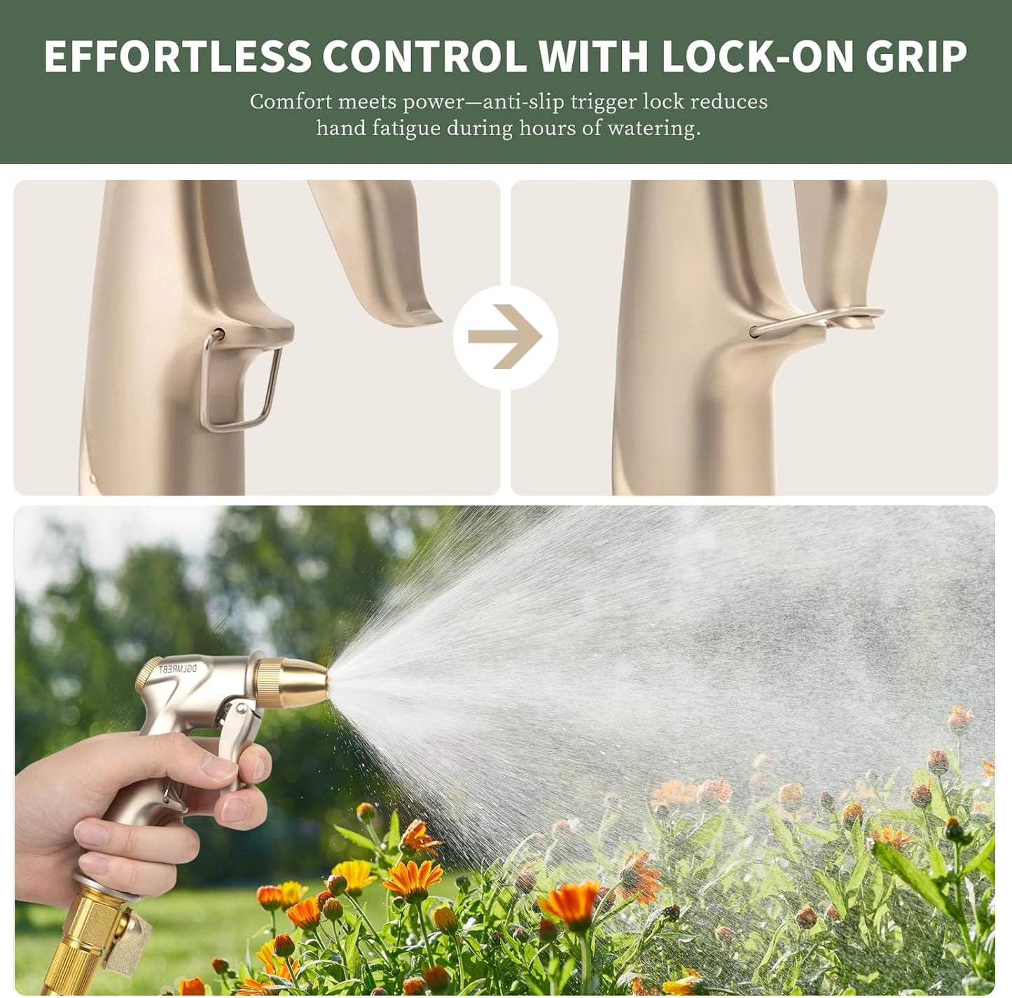 Metal Garden Hose Nozzle Spray - Heavy Duty 4 Spray Patterns 360° Rotating, Ergonomic Handle, Leak-Proof Fit for Watering, Cleaning, Car Wash(Upgrade nozzle)