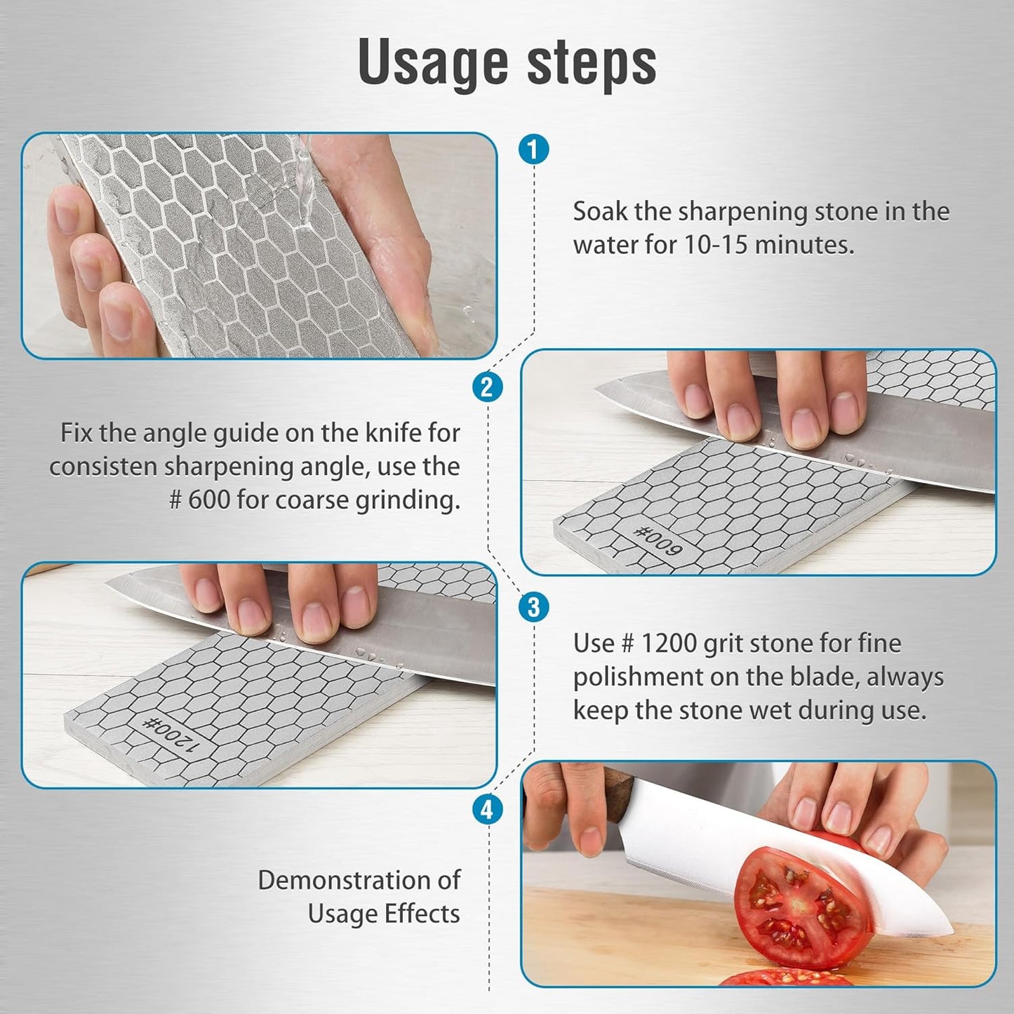 S SATC Diamond Sharpening Stone 2 Side Grit 600/1200 Diamond Plate Honing Stone 8-inch Hone Sharpener White
