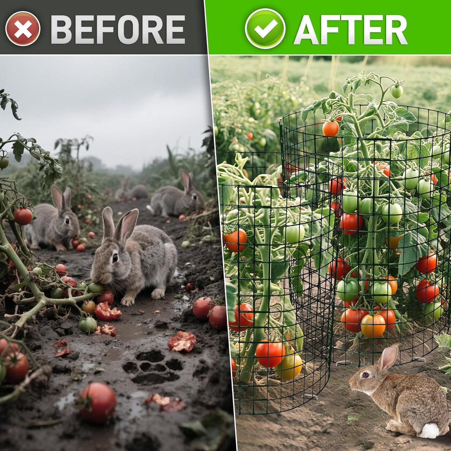 16pcs Plant Protectors from Animals, 24"x 12" Wire Plant Protector, Wire Cages for Plants with Stakes and Cable Ties, Metal Plant Cages for Plants, Vegetables, Flowers